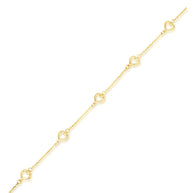 14K Yellow Gold Bow Tie Heart Ribbon Anklet