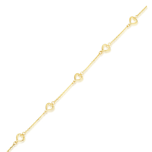 14K Yellow Gold Heart Love Anklet