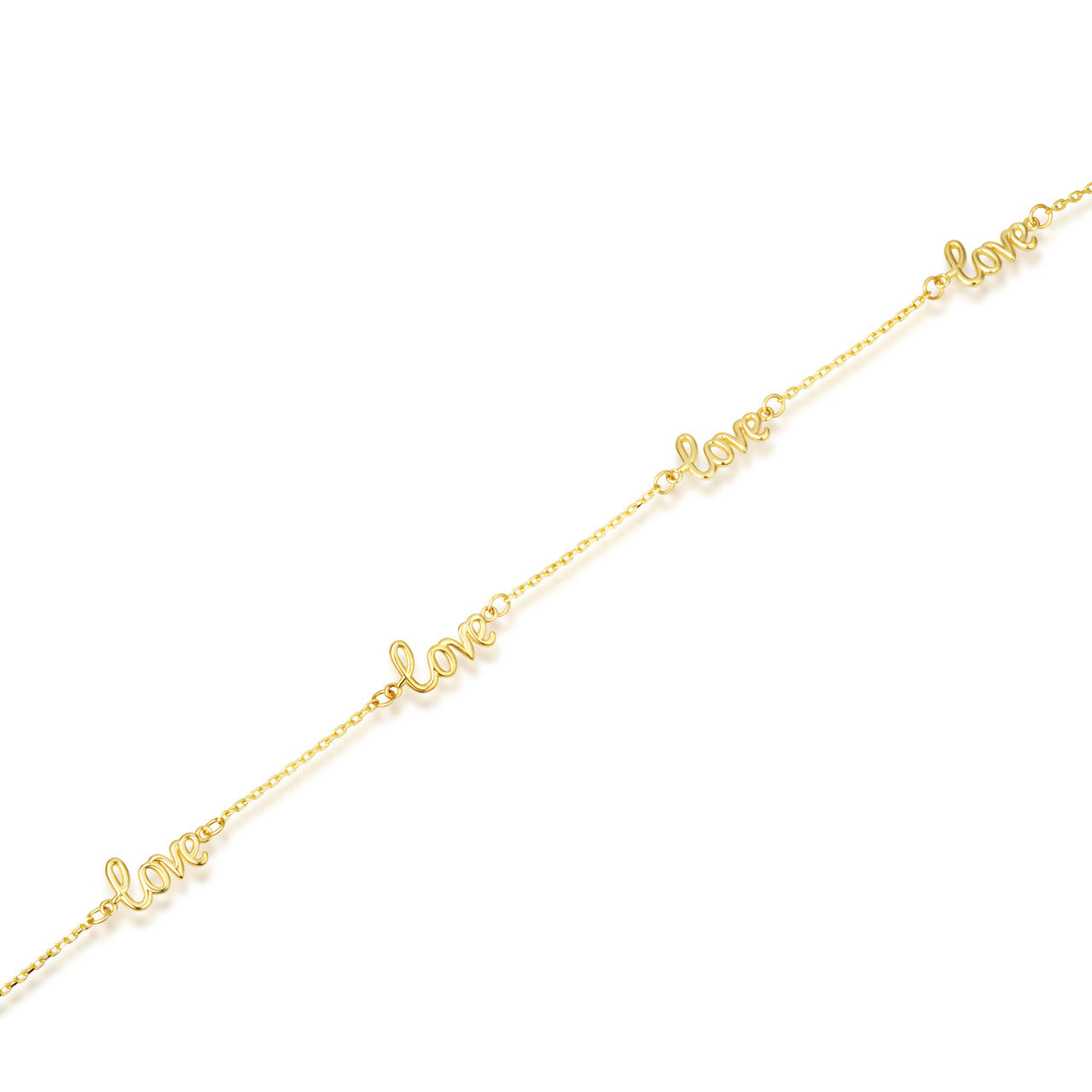 14K Yellow Gold Love Chain Link Anklet