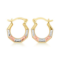 Tri-Color Gold XO Love Hoop Earrings