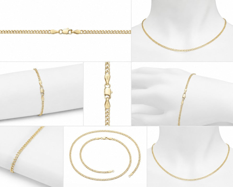 14K Yellow Gold Curb Cuban Chain