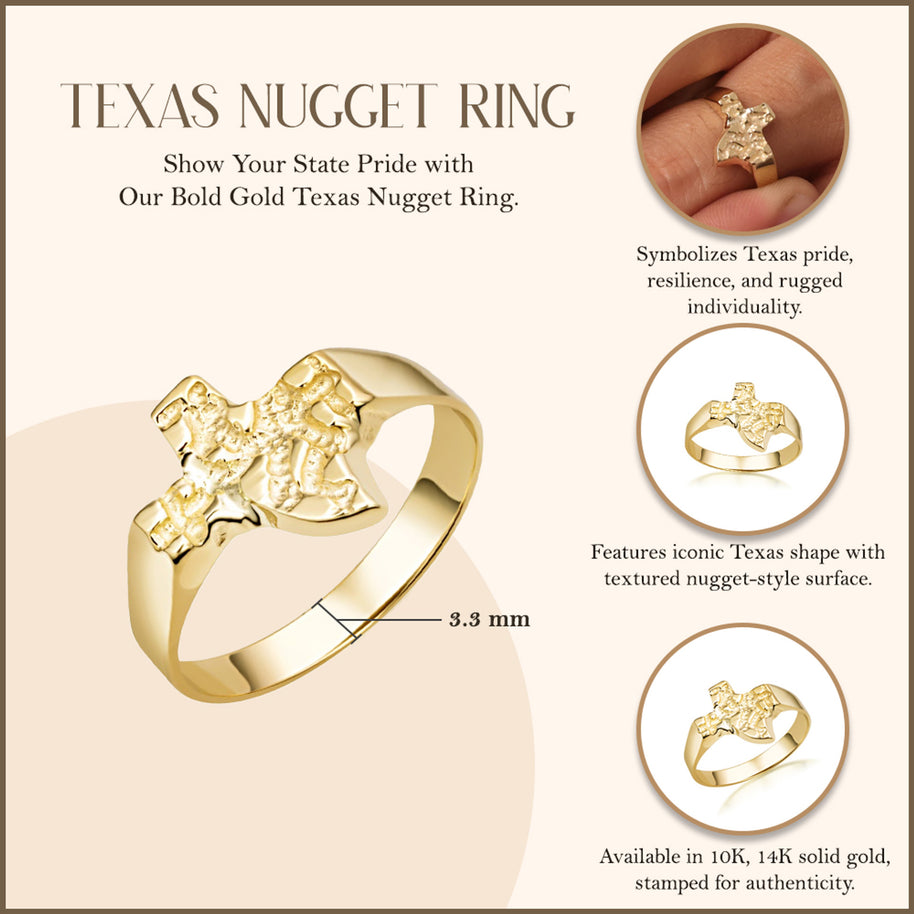 10K/14K Gold Texas Nugget Ring (Available in Yellow Gold, White Gold)