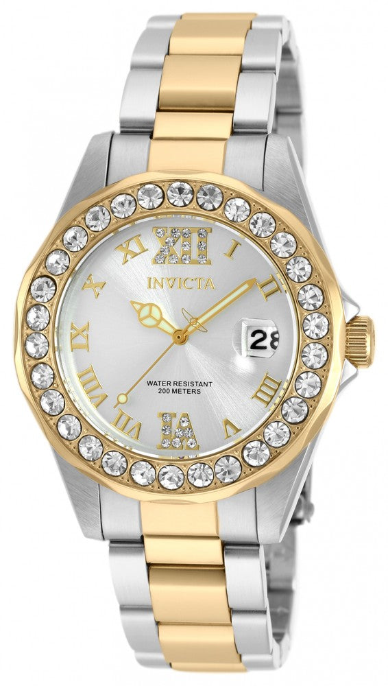 Invicta Women's 20215 Pro Diver Quartz 3 Hand Silver Dial Watch