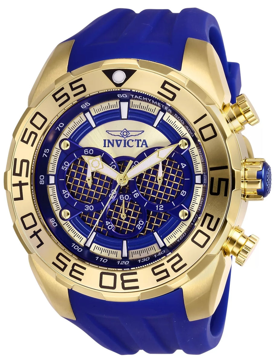 Invicta Men's 26302 Speedway Quartz Multifunction Gold, Dark Blue Dial Watch