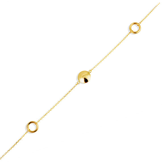14K Yellow Gold Circle Link Bracelet 7
