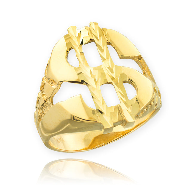 Gold Dollar Sign Nugget Ring(Available in Yellow/Rose/White Gold)