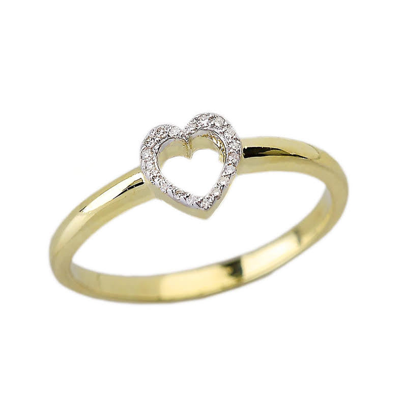 Gold Dainty Diamond Heart Ring (Available in Yellow/Rose/White Gold)