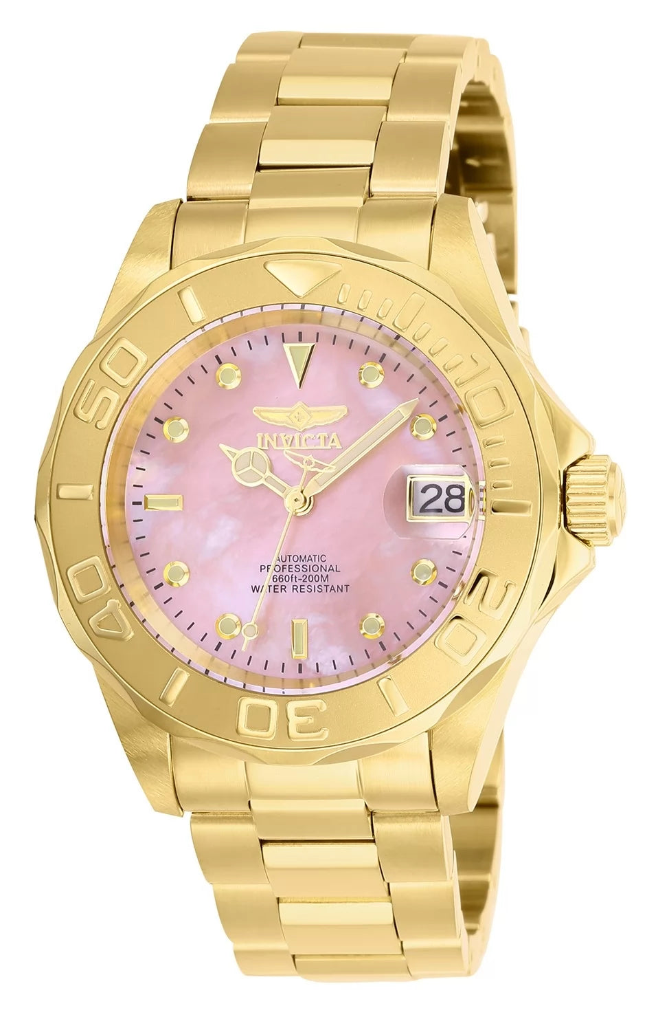 Invicta Men's 28693 Pro Diver Automatic 3 Hand Pink Dial Watch