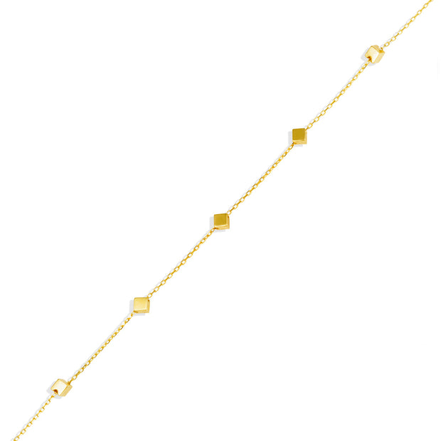 14K Yellow Gold Square Link Bracelet 7"