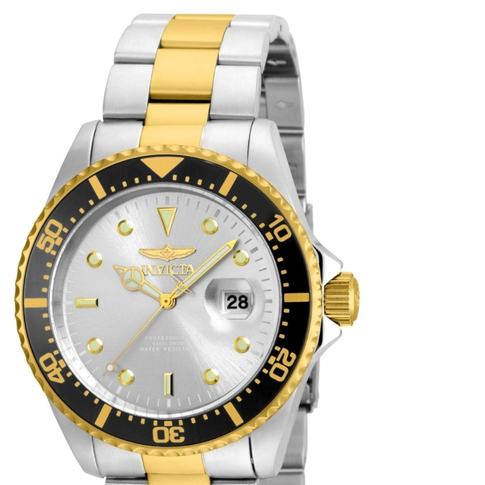 Invicta Men's 22059 Pro Diver Quartz 3 Hand Silver Dial Watch