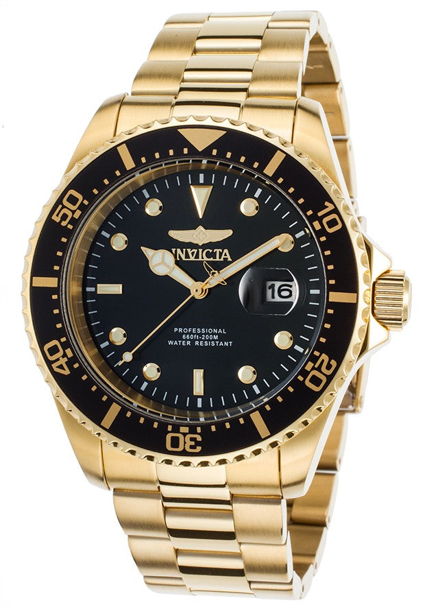 Invicta Men's 22062 Pro Diver Quartz 3 Hand Black Dial Watch