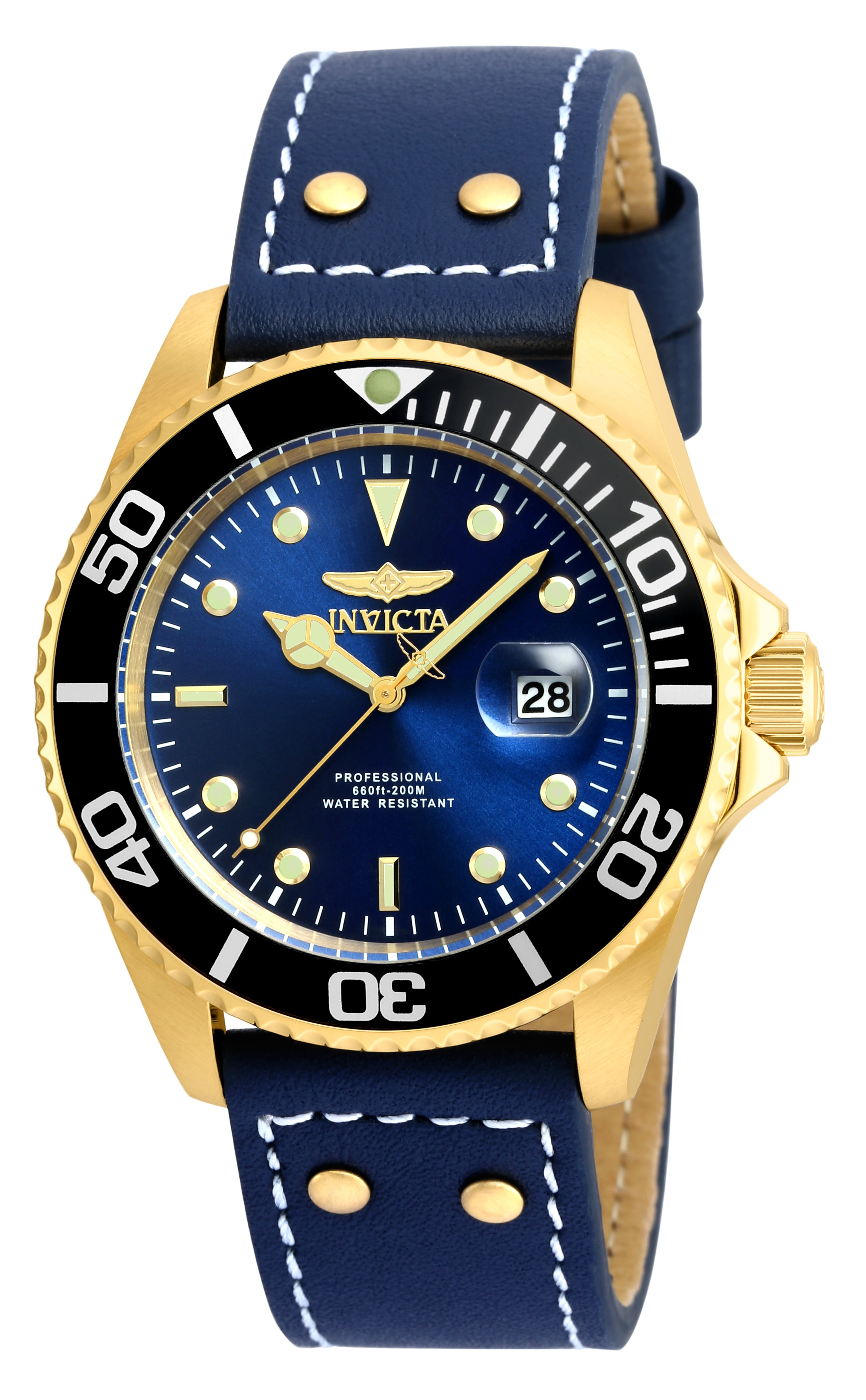 Invicta Men's 22076 Pro Diver Quartz 3 Hand Blue Dial Watch