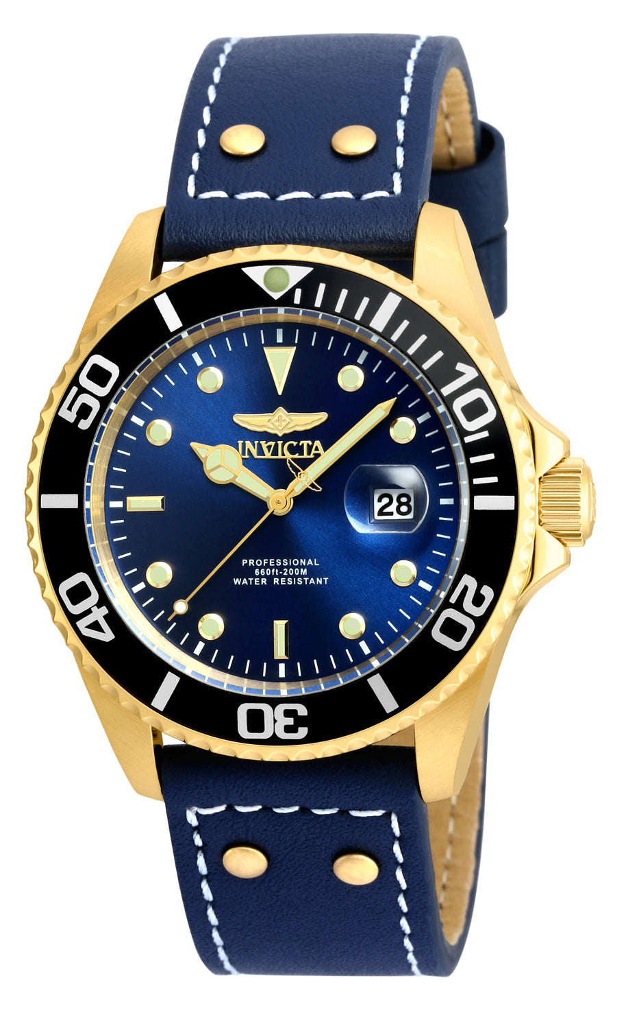 Invicta Men's 22076 Pro Diver Quartz 3 Hand Blue Dial Watch