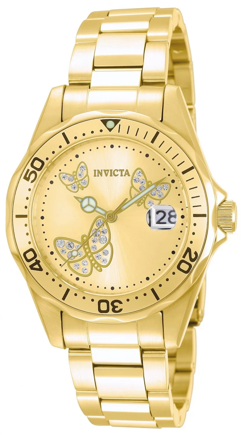 Invicta Women's 12505 Angel Quartz 3 Hand Gold Dial Watch