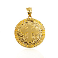 Gold Eastern Orthodox Botonée Budded Cross Medallion Pendant Necklace (Available in Small/Large & Yellow/Rose/White Gold)