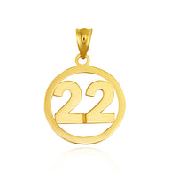 Gold Personalized Jersey Number Sports Circle Pendant Necklace (Available in Yellow/Rose/White Gold)