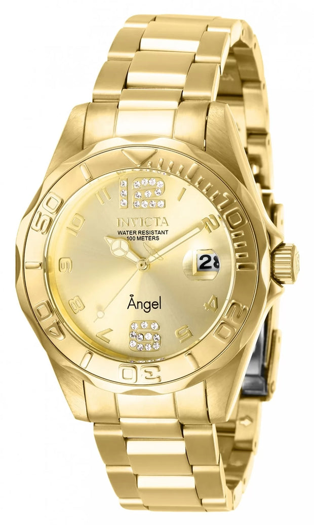 Invicta Women's 28680 Angel Quartz 3 Hand Gold Dial Watch