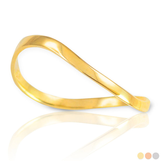 Gold Wavy Band Ring (Available In Yellow/Rose/White Gold)