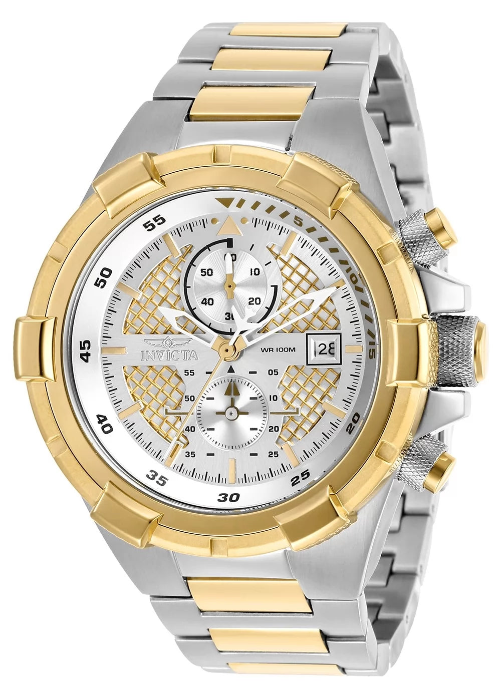 Invicta Men's 28120 Aviator Quartz Multifunction Silver, Gold Dial Watch