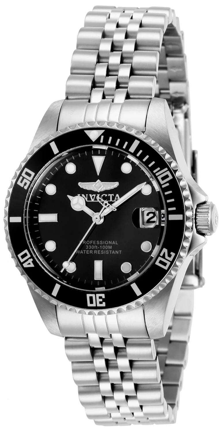 Invicta Women's 29186 Pro Diver Quartz 3 Hand Black Dial Watch