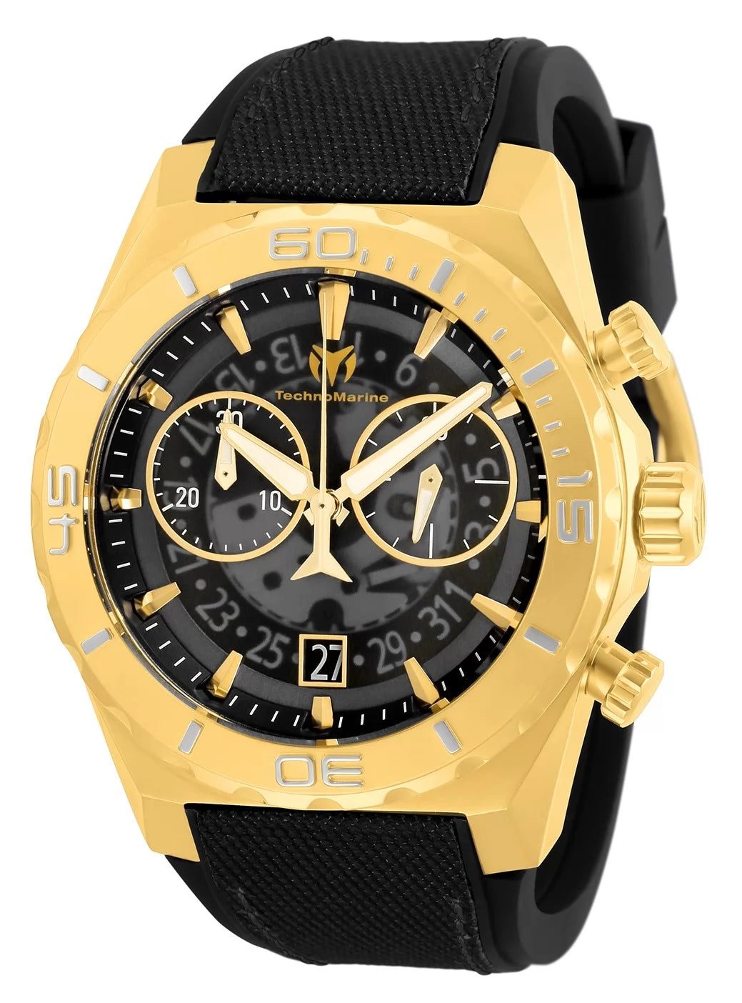 Technomarine Men's TM-519008 Reef Shark Quartz Chronograph Black, Transparent Dial Watch