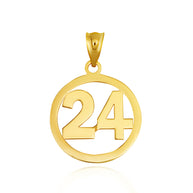 Gold Personalized Jersey Number Sports Circle Pendant Necklace (Available in Yellow/Rose/White Gold)