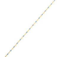 14K Yellow Gold Blue Enamel Beaded Bracelet 7