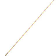 14K Yellow Gold Pink Enamel Beaded Bracelet 7