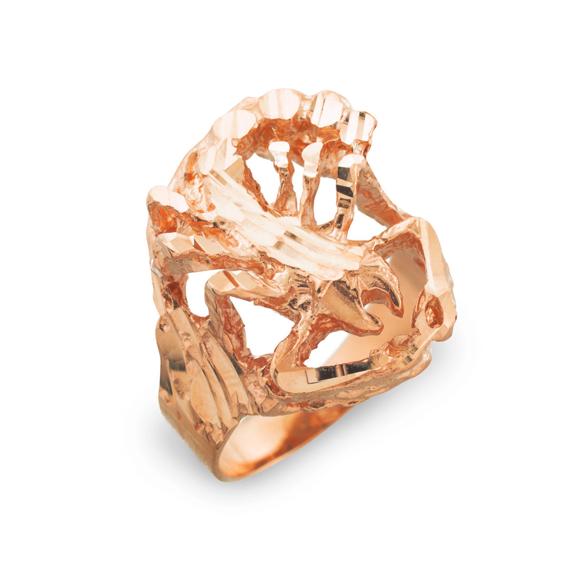 Gold Scorpion Diamond Cut Ring(Available in Yellow/Rose/White Gold)