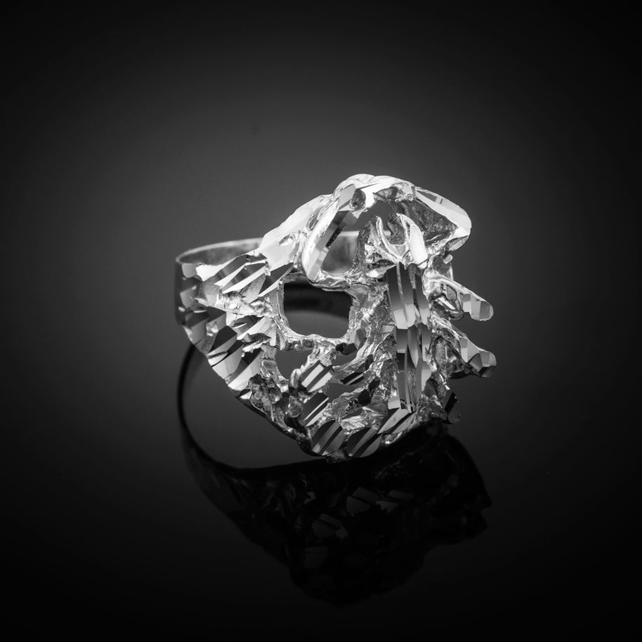 Sterling Silver Scorpion Diamond Cut Ring