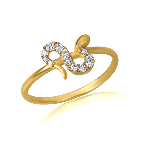 14K Yellow Gold Cubic Zirconia Snake Ring