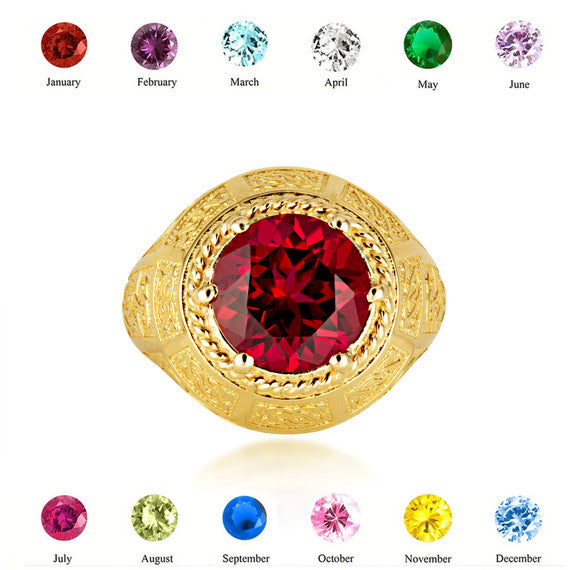 Gold Irish Celtic Trinity Knot Gemstone Rope Ring (Available in Yellow/Rose/White Gold)