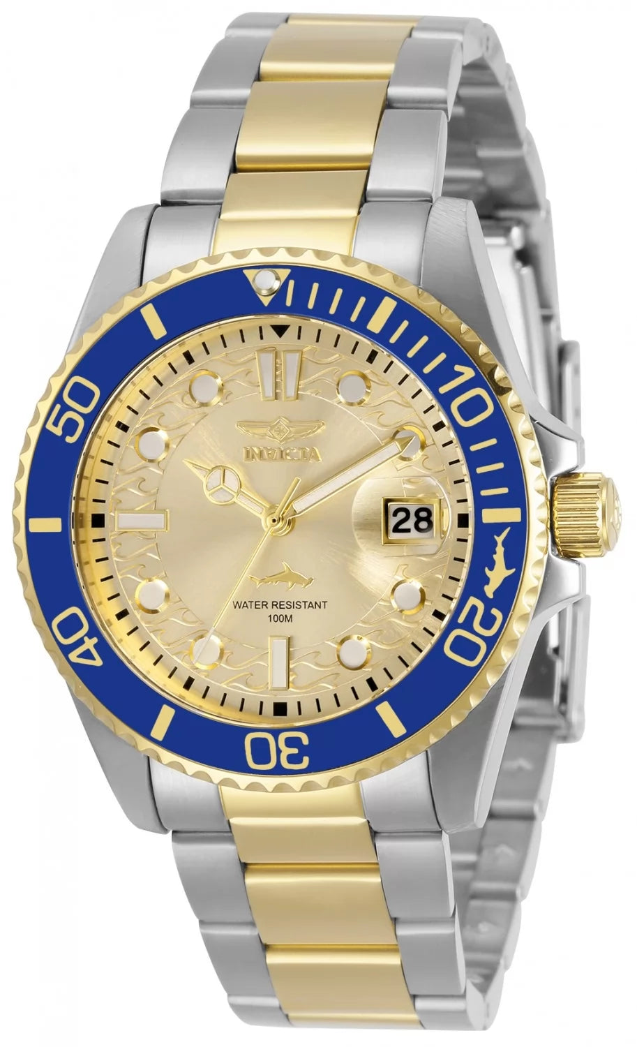Invicta Women's 30482 Pro Diver Quartz 3 Hand Gold Dial Watch