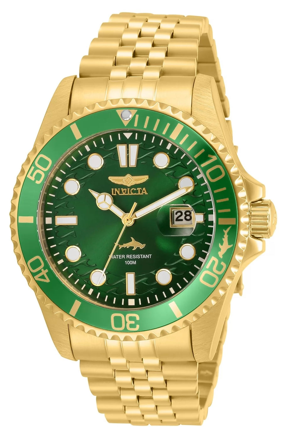 Invicta Men's 30615 Pro Diver Quartz 3 Hand Green Dial Watch