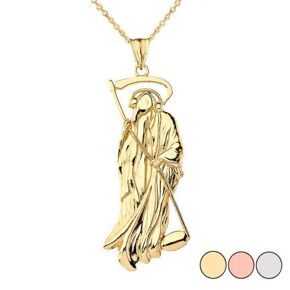 Musical Grim Reaper Pendant Necklace in Gold (Yellow/Rose/White)