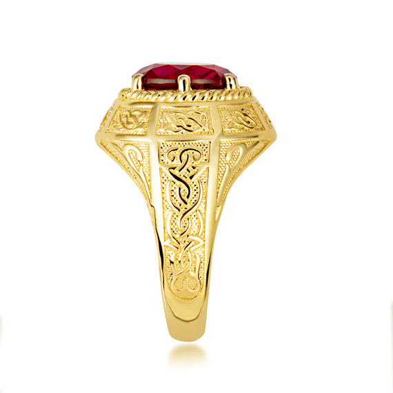 Gold Irish Celtic Trinity Knot Gemstone Rope Ring (Available in Yellow/Rose/White Gold)