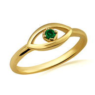 Gold Evil Eye Birthstone Protection Ring (Available in Yellow /Rose/White Gold)