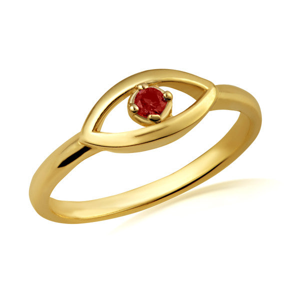 Gold Evil Eye Birthstone Protection Ring (Available in Yellow /Rose/White Gold)