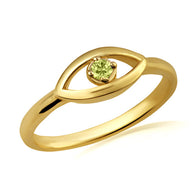 Gold Evil Eye Birthstone Protection Ring (Available in Yellow /Rose/White Gold)