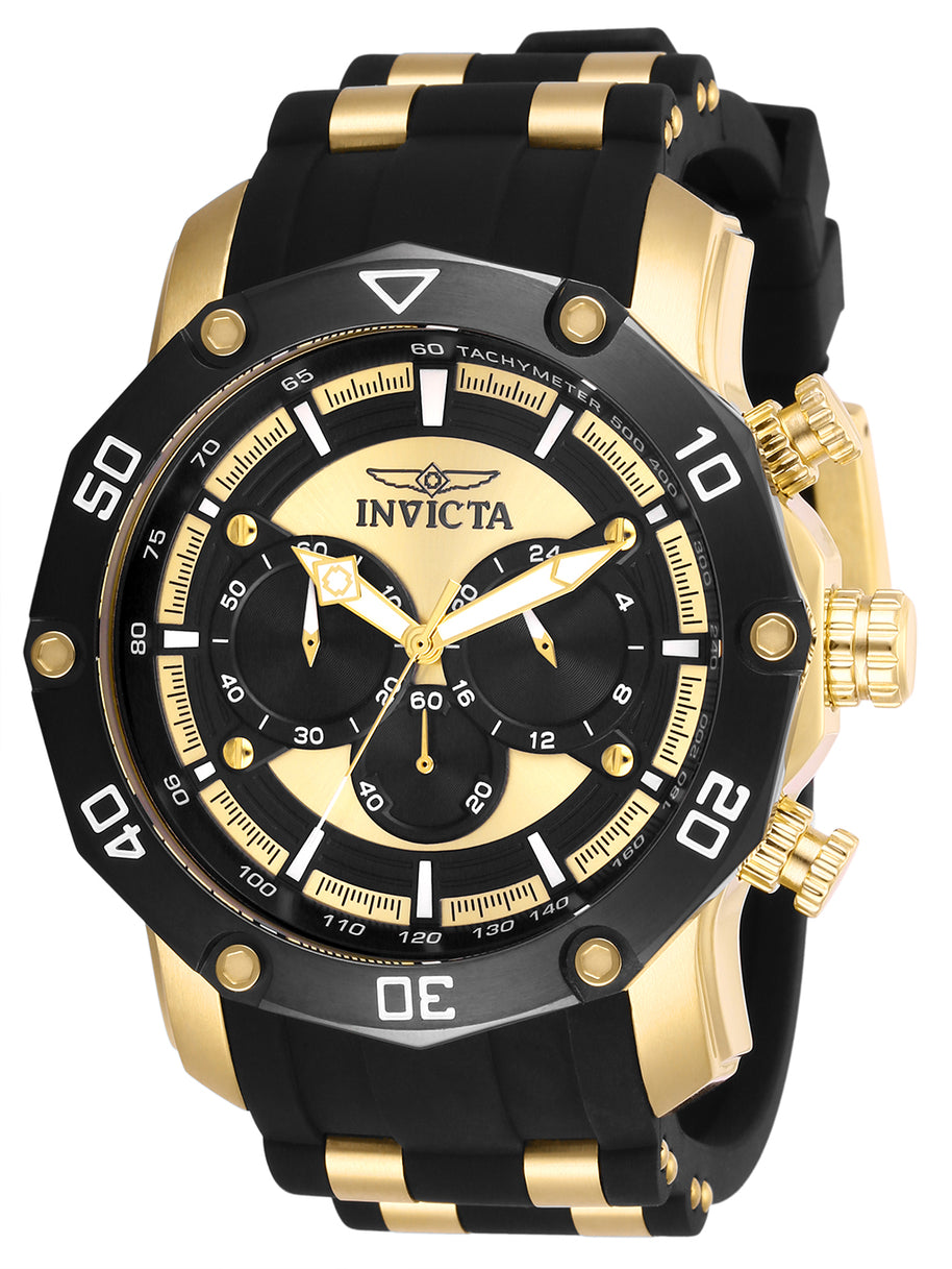 Invicta Men's 28754 Pro Diver Quartz Chronograph Black, Gold Dial Watch