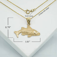 Gold Trout Fish Pendant Necklace (Available in Yellow/Rose/White Gold)