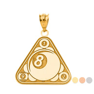 Gold Custom Engravable Eight Ball Pool Rack Billiards Pendant Necklace (Available in Yellow/Rose/White Gold)
