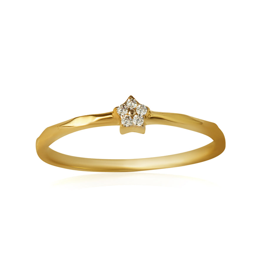 14K Yellow Gold Cubic Zirconia Star Ring