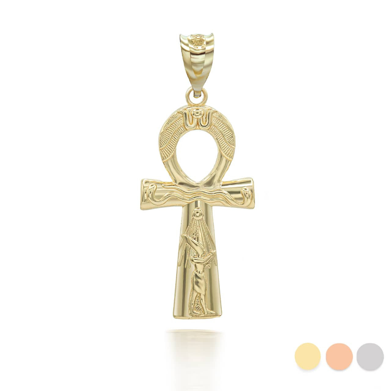 Gold Egyptian Ankh Cross Pendant Necklace (Available in Yellow/Rose/White Gold)