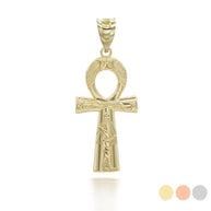 Gold Egyptian Ankh Cross Pendant Necklace (Available in Yellow/Rose/White Gold)