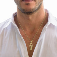 Gold Egyptian Ankh Cross Pendant Necklace (Available in Yellow/Rose/White Gold)