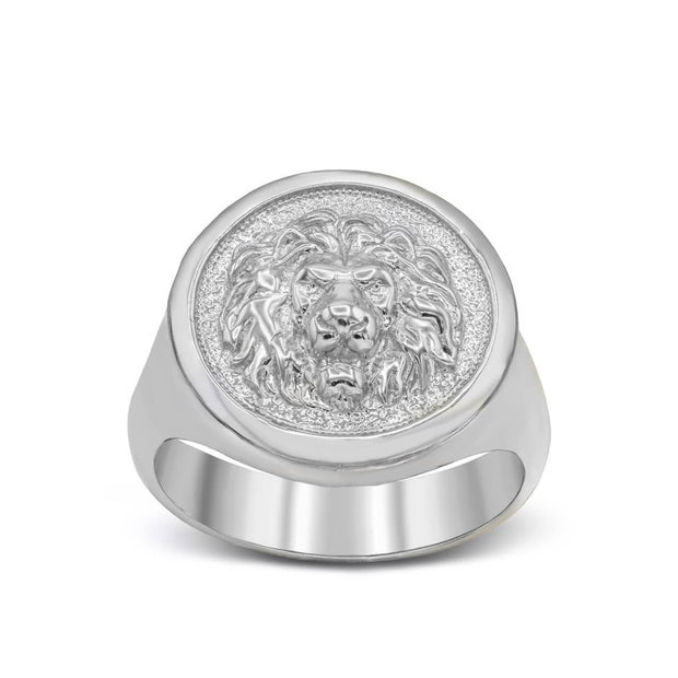 .925 Sterling Silver Lion Head Signet Ring