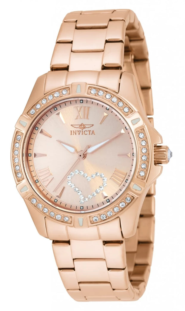Invicta Women's 21417 Angel Quartz 3 Hand Rose Gold Dial Watch