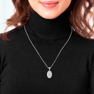 Silver Oval Santa Muerte Pendant Necklace