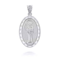 Gold Oval Santa Muerte Pendant Necklace (Available in Yellow/Rose/White Gold)